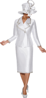 GMI Fancies <br> (Fall 2026) <br> G9872 <br> <br> White <br> 8 10 12 14 16 18 <br>  16w 18w 20w 22w<br>  24w 26w 28w 30w <br><br> 2 Piece Skirt Suit