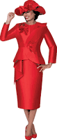 GMI Fancies <br> (Fall 2025) <br> G400572 <br> <br> Red <br> 8 10 12 14 16 18 <br> 16w 18w 20w 22w 24w<br>  26w 28w 30w <br><br> 2 Piece Skirt Suit - Twill