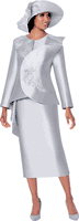 GMI Fancies <br> (Fall 2025) <br> G400572 <br> <br> Silver <br> 8 10 12 14 16 18 <br> 16w 18w 20w 22w 24w<br>  26w 28w 30w <br><br> 2 Piece Skirt Suit - Twill