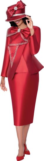 GMI Fancies <br> (Fall 2025) <br> G400593 <br> <br> Burgundy <br> 8 10 12 14 16 18 <br> 16w 18w 20w 22w 24w<br>  26w 28w 30w <br><br> 3 Piece Skirt Suit - Twill
