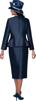 GMI Fancies <br> (Fall 2025) <br> G400593 <br> <br> Navy <br> 8 10 12 14 16 18 <br> 16w 18w 20w 22w 24w<br>  26w 28w 30w <br><br> 3 Piece Skirt Suit - Twill