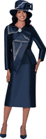 GMI Fancies <br> (Fall 2025) <br> G400593 <br> <br> Navy <br> 8 10 12 14 16 18 <br> 16w 18w 20w 22w 24w<br>  26w 28w 30w <br><br> 3 Piece Skirt Suit - Twill