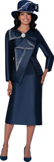 GMI Fancies <br> (Fall 2025) <br> G400593 <br> <br> Navy <br> 8 10 12 14 16 18 <br> 16w 18w 20w 22w 24w<br>  26w 28w 30w <br><br> 3 Piece Skirt Suit - Twill