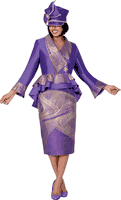 GMI Fancies <br> (Fall 2025) <br> G400612 <br> <br> Purple <br> 8 10 12 14 16 18 <br> 16w 18w 20w 22w 24w<br>  26w 28w 30w <br><br> 2 Piece Skirt Suit - Jacquard