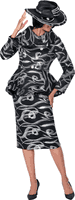 GMI Fancies <br> (Fall 2025) <br> G400632 <br> <br> Black/Silver <br> 8 10 12 14 16 18 <br> 16w 18w 20w 22w 24w<br>  26w 28w 30w <br><br> 2 Piece Skirt Suit - Mesh
