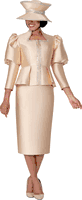 GMI Fancies <br> (Fall 2025) <br> G400672 <br> <br> Champagne <br> 8 10 12 14 16 18 <br> 16w 18w 20w 22w 24w<br>  26w 28w 30w <br><br> 2 Piece Skirt Suit - Twill
