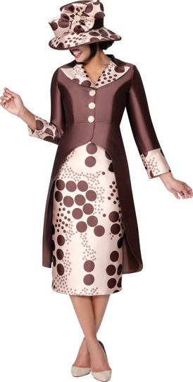 GMI Fancies <br> (Fall 2025) <br> G400682 <br> <br> Brown <br> 8 10 12 14 16 18 <br> 16w 18w 20w 22w 24w<br>  26w 28w 30w <br><br> 2 Piece Skirt Suit - Twill