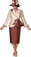 GMI Fancies <br> (Fall 2025) <br> G400992 <br> <br> Champagne/Brown <br> 8 10 12 14 16 18 <br> 16w 18w 20w 22w 24w<br>  26w 28w 30w <br><br> 2 Piece Skirt Suit - Twill