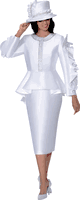 GMI Fancies <br> (Fall 2025) <br> G401032 <br> <br> White <br> 8 10 12 14 16 18 <br> 16w 18w 20w 22w 24w<br>  26w 28w 30w <br><br> 2 Piece Skirt Suit - Twill