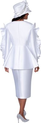 GMI Fancies <br> (Fall 2025) <br> G401032 <br> <br> White <br> 8 10 12 14 16 18 <br> 16w 18w 20w 22w 24w<br>  26w 28w 30w <br><br> 2 Piece Skirt Suit - Twill