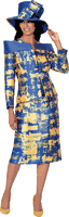 GMI Fancies <br> (Fall 2025) <br> G401062 <br> <br> Royal/Gold <br> 8 10 12 14 16 18 <br> 16w 18w 20w 22w 24w  26w <br><br> 2 Piece Skirt Suit - Twill