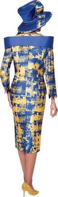 GMI Fancies <br> (Fall 2025) <br> G401062 <br> <br> Royal/Gold <br> 8 10 12 14 16 18 <br> 16w 18w 20w 22w 24w  26w <br><br> 2 Piece Skirt Suit - Twill