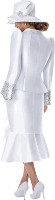 GMI Fancies <br> (Fall 2026) <br> G401903 <br> <br> White <br> 8 10 12 14 16 18 <br>  16w 18w 20w 22w<br>  24w 26w 28w 30w <br><br> 3 Piece Skirt Suit - Jacket, Skirt & Cami