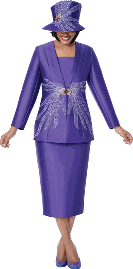 GMI Fancies <br> (Fall 2026) <br> G401942 <br> <br> Purple <br> 8 10 12 14 16 18 <br>  16w 18w 20w 22w<br>  24w 26w 28w 30w <br><br> 2 Piece Skirt Suit