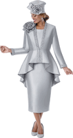 GMI Fancies <br> (Fall 2026) <br> G401993 <br> <br> Silver <br> 8 10 12 14 16 18 <br>  16w 18w 20w 22w<br>  24w 26w 28w 30w <br><br> 3 Piece Skirt Suit - Jacket, Skirt & Cami