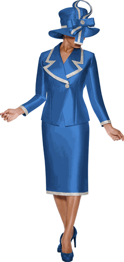GMI Fancies <br> (Fall 2026) <br> G9872 <br> <br> Royal <br> 8 10 12 14 16 18 <br>  16w 18w 20w 22w<br>  24w 26w 28w 30w <br><br> 2 Piece Skirt Suit