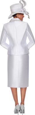 GMI Fancies <br> (Fall 2025) <br> G9872 <br> <br> White <br> 8 10 12 14 16 18 <br> 16w 18w 20w 22w 24w<br>  26w 28w 30w <br><br> 2 Piece Skirt Suit - Twill