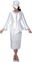 GMI Fancies <br> (Spring 2025) <br> G400912 <br> <br> White <br><br> 2 Piece Skirt Suit <br> Twill & Mesh GMI Fancies <br> (Spring 2025) <br> G400912 <br> <br> White <br><br> 2 Piece Skirt Suit <br> Twill & Mesh