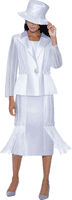 GMI Fancies <br> (Spring 2025) <br> G400943 <br> <br> White<br><br> 3 Piece Skirt Suit <br> Twill GMI Fancies <br> (Spring 2025) <br> G400943 <br> <br> White<br><br> 3 Piece Skirt Suit <br> Twill