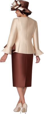 GMI Fancies <br> (Fall 2025) <br> G400992 <br> <br> Champagne/Brown <br> 8 10 12 14 16 18 <br> 16w 18w 20w 22w 24w<br>  26w 28w 30w <br><br> 2 Piece Skirt Suit - Twill