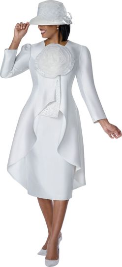 GMI Fancies <br> (Spring 2026) <br> G401712 <br> <br> White <br> 8 10 12 14 16 18 <br>  16w 18w 20w 22w<br>  24w 26w 28w 30w <br><br> 2 Piece Skirt Suit