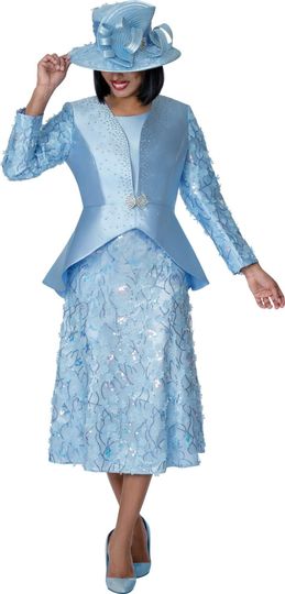 GMI Fancies <br> (Spring 2026) <br> G401783 <br> <br> Baby-Blue <br> 8 10 12 14 16 18 <br>  16w 18w 20w 22w<br>  24w 26w 28w 30w <br><br> 3 Piece Skirt Suit