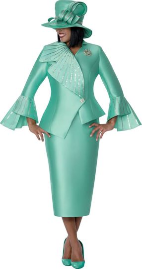 GMI Fancies <br> (Spring 2026) <br> G401812 <br> <br> Green <br> 8 10 12 14 16 18 <br>  16w 18w 20w 22w<br>  24w 26w 28w 30w <br><br> 2 Piece Skirt Suit