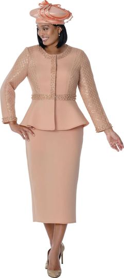 GMI Fancies <br> (Spring 2026) <br> G401842 <br> <br> Peach <br> 8 10 12 14 16 18 <br>  16w 18w 20w 22w<br>  24w 26w 28w 30w <br><br> 2 Piece Skirt Suit