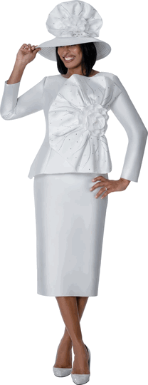 GMI Fancies <br> (Fall 2026) <br> G401872 <br> <br> White <br> 8 10 12 14 16 18 <br>  16w 18w 20w 22w<br>  24w 26w 28w 30w <br><br> 2 Piece Skirt Suit