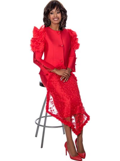 GMI Group Collection <br> (In Stock Program) <br> G-LS6 <br> <br>   RED   <br> <br>Lap Scarf - Lace w/Floral <br>  Protects Your Suits