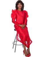 GMI Group Collection <br> (In Stock Program) <br> G-LS6 <br> <br>   RED   <br> <br>Lap Scarf - Lace w/Floral <br>  Protects Your Suits