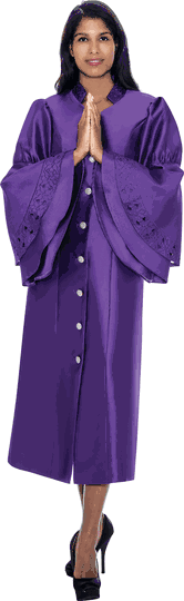 GMI Group Collection <br> (In Stock Program) <br> RR9111 <br> <br> PURPLE <br>  10 12 14<br><br>Women's Church Robe<br> Double Layered Flounce Sleeves