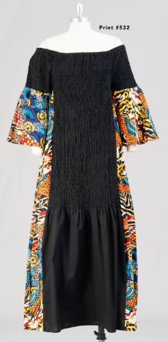 Inspirations Of Africa <br> (2024) <br> AW7564-532 <br> <br> Print-532 <br> One-Size<br> <br> Smocked Side Panel Print Dress