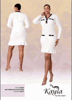 Kayla <br> (2025) <br> KA51000 <br> <br> White <br> 6 8 10 12 14 16 18 20 22 24<br><br>KNIT Dress w/Ruffled Hem