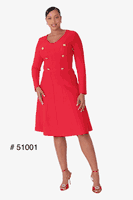 Kayla <br> (2025) <br> KA51001 <br> <br> Red <br> S M L XL 1x 2x<BR><BR>V-Neck Knit Dress with Gold Button Details Kayla <br> (2025) <br> KA51001 <br> <br> Red <br> S M L XL 1x 2x<BR><BR>V-Neck Knit Dress with Gold Button Details