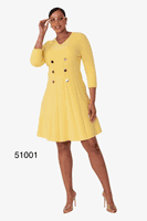 Kayla <br> (2025) <br> KA51001 <br> <br> Yellow <br> S M L XL 1x 2x<BR><BR>V-Neck Knit Dress with Gold Button Details Kayla <br> (2025) <br> KA51001 <br> <br> Yellow <br> S M L XL 1x 2x<BR><BR>V-Neck Knit Dress with Gold Button Details
