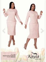 Kayla <br> (2025) <br> KA5377 <br> <br> Pink/Gold <br> 6 8 10 12 14 16 18 20 22 24<br><br>Sequin Pleated <br>  2 Piece KNIT Skirt Suit