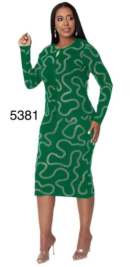 Kayla <br> (2025) <br> KA5381 <br> <br> Green/Silver <br> 8 10 12 14 16 18 20 22 24<BR><BR>Rhinestone Wave Pattern Knit Skirt Suit
