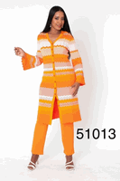 Kayla <br> (2026) <br> KA51013 <br> <br> Orange <br> S M L XL 1x 2x<BR><BR>Chevron Knit Dress & Pant Set