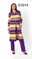 Kayla <br> (2026) <br> KA51014 <br> <br> Purple <br> S M L XL 1x 2x<BR><BR>Striped Knit Duster Pant Set�w/Long Button-front Jacket & Coordinating Pants