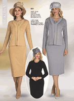 Lily & Taylor <br> (Volume 136) <br> LT651 <br> <br> GOLD <br>  BLACK <br>  SILVER <br> S M L XL 1x 2x 3x 4x<BR><BR>3Pc Fine Skirt Suit w/Rhinestone Trimmed Jacket