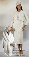 Lily & Taylor <br> (Fall/Holiday 2025 Vol. 132) <br> LT5013 <br> <br> Ivory <br> 6 8 10 12 14 16 18 20<BR><BR>3 Piece Sequin Skirt Suit