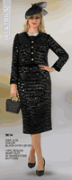 Lily & Taylor <br> (Fall/Holiday 2025 Vol. 132) <br> LT5014 <br> <br> Black <br> 6 8 10 12 14 16 18 20<BR><BR>3 Piece Sequin Skirt Suit w/Rhinesone Buttons
