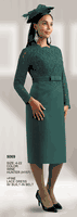 Lily & Taylor <br> (Fall/Holiday 2025 Vol. 132) <br> LT5069 <br> <br> Hunter-Green <br> 4 6 8 10 12 14 16 <br> 18 20 22<BR><BR>Fine Lace Dress w/Built-in Belt