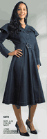 Lily & Taylor <br> (Fall/Holiday 2025 Vol. 132) <br> LT5072 <br> <br> Navy <br> 4 6 8 10 12 14 16 <br> 18 20 22 24<BR><BR>Fine Denim Dress w/Removable Belt