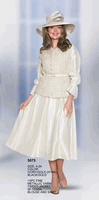 Lily & Taylor <br> (Volume 134) <br> LT5075 <br> <br> Ivory/Gold  <br>  Black/Gold <br> 4 6 8 10 12 14<br>   16 18 20 22 24<BR><BR>3 Pc Fine Metallic Yarn Tweed Jacket w/Tencel Blouse & Skirt
