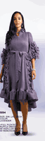 Lily & Taylor <br> (Fall/Holiday 2025 Vol. 132) <br> LT5094 <br> <br> Lavender <br> S/M L/XL 2X/3X<BR><BR>Full Pleated Ruffle Dress w/High-Low  Bottom & Removable Belt