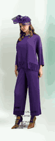 Lily & Taylor <br> (Fall/Holiday 2025 Vol. 132) <br> LT5097 <br> <br> Purple <br> S/M L/XL 2X/3X<BR><BR>2 Piece Elegant Pleated Pant Suit w/Fringe Blouse