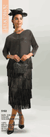 Lily & Taylor <br> (Fall/Holiday 2025 Vol. 132) <br> LT5102 <br> <br> Gold/Black <br> S/M L/XL 2X/3X<BR><BR>2 Piece Metallic Pleated Skirt Suit w/Full Tassel Skirt