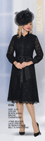 Lily & Taylor <br> (Volume 134) <br> LT5106 <br> <br> Black  <br>  Mauve  <br>  Champagne <br> 4 6 8 10 12 14<br>   16 18 20 22 24<BR><BR>Fine Beaded Lace Dress w/Removable Belt & w/Buttons